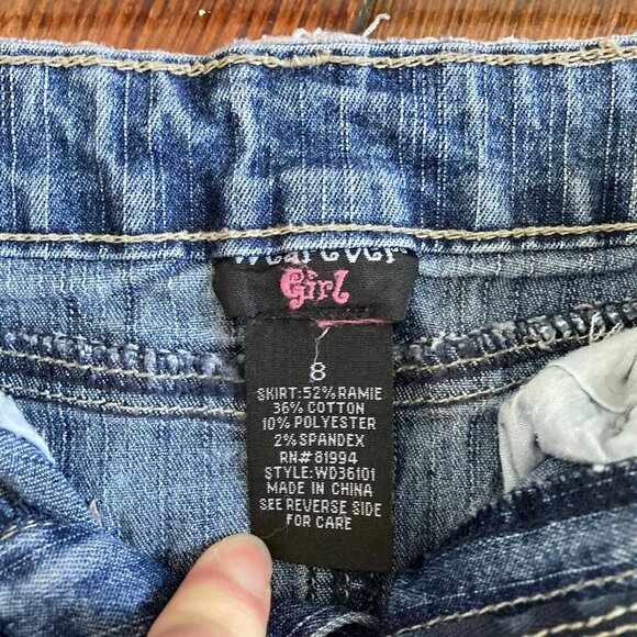 Y2K Teal and Purple Girls Denim Ruffle Skirt - Picture 6 of 7